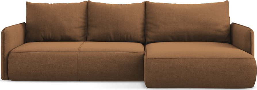 Oranžová rozkládací/s úložným prostorem rohová pohovka (pravý roh) Nanea – Makamii Makamii