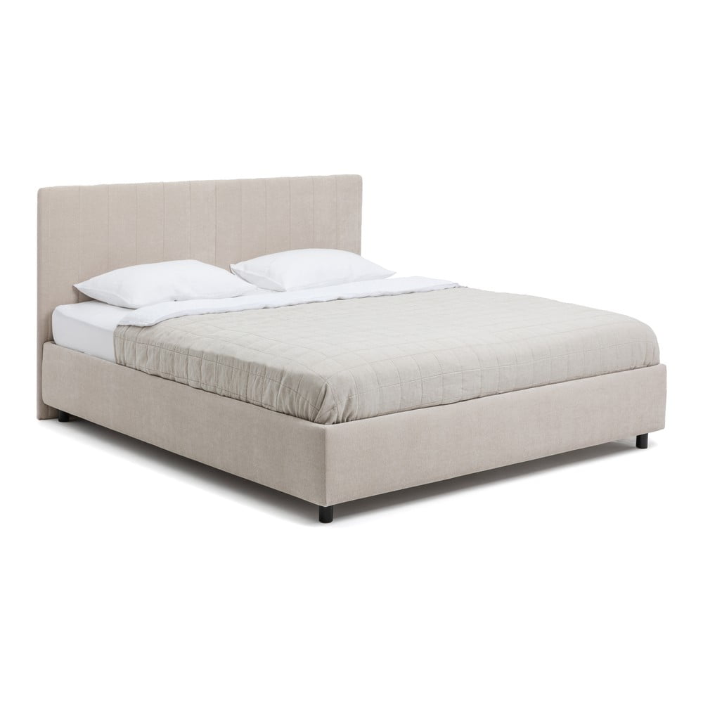 Béžová čalouněná dvoulůžková postel s úložným prostorem s roštem 180x200 cm Myra Slim Line – Bonami Selection Bonami Selection