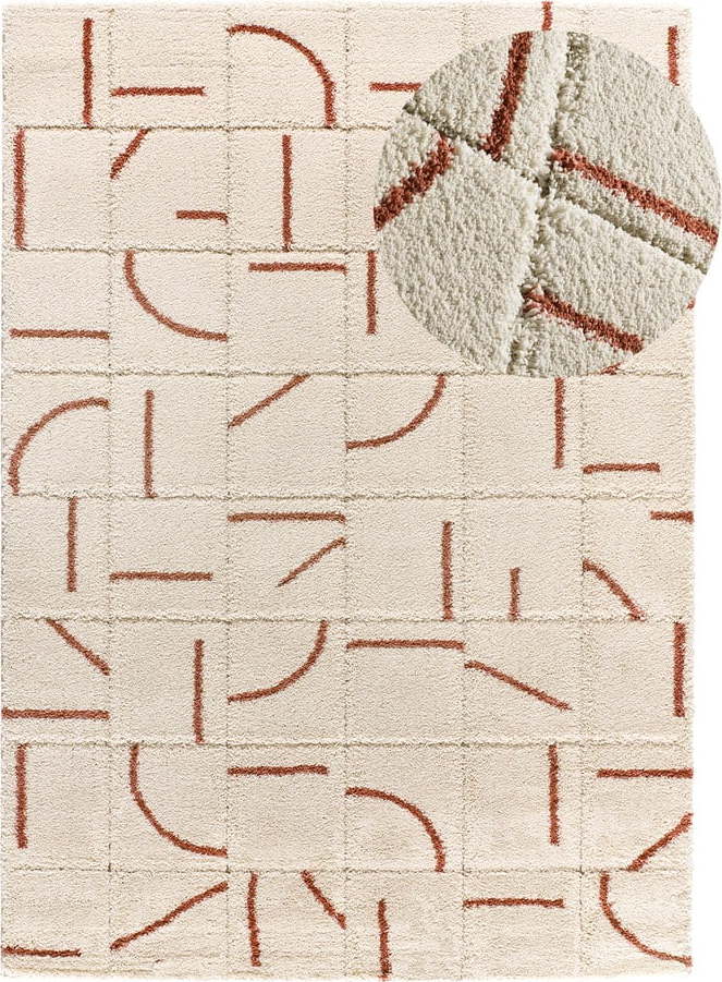 Koberec v cihlové a krémové barvě 80x150 cm Brenda – Universal Universal