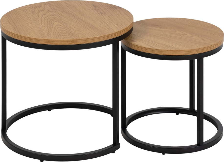 Kulaté odkládací stolky s deskou v dubovém dekoru v sadě 2 ks ø 45 cm Spiro – Actona Actona