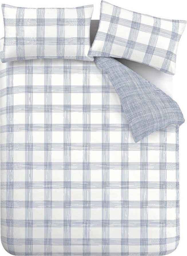 Bílo-modré bavlněné povlečení na dvoulůžko 200x200 cm Marlow Check – Bianca Bianca