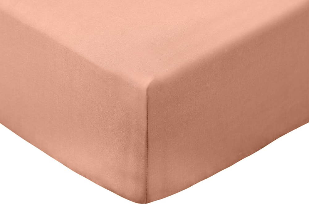 Napínací prostěradlo v terakotové barvě z bavlněného perkálu 185x200 cm Cotton Percale – Bianca Bianca
