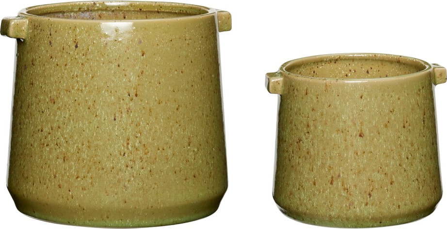 Sada 2 zelených keramických květináčů Hübsch Herb Hübsch