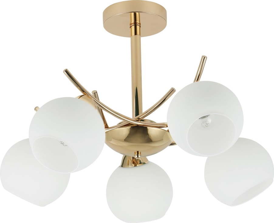 Stropní svítidlo se skleněným stínidlem v bílo-zlaté barvě 52x52 cm Amos – Candellux Lighting Candellux Lighting