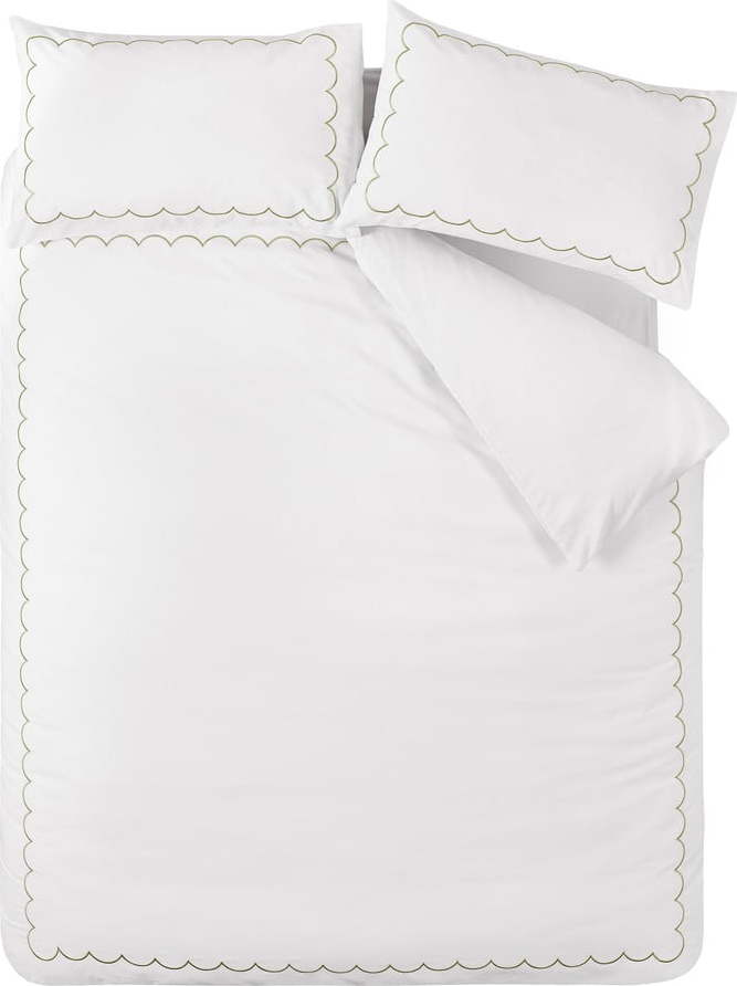 Bílo-zelené povlečení na jednolůžko 135x200 cm Scallop Border – Catherine Lansfield Catherine Lansfield