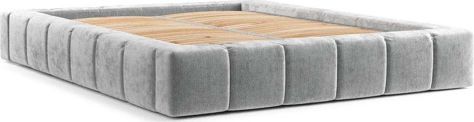 Světle šedá čalouněná dvoulůžková postel s úložným prostorem s roštem 180x200 cm Aruba L – Maison de Rêve Maison de Reve