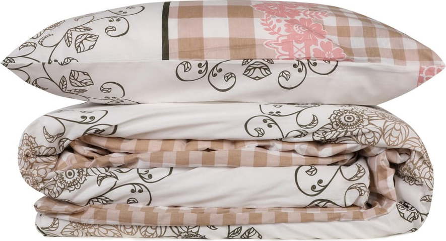 Bílo-růžové povlečení na jednolůžko z bavlny Renforcé 140x200 cm Nazenin – Mijolnir Mijolnir