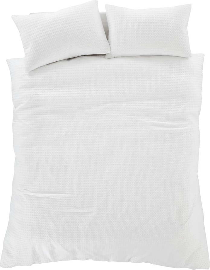 Bílé povlečení na dvoulůžko 200x200 cm Muscat Waffle – Pineapple Elephant Pineapple Elephant