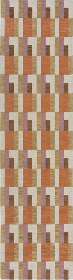 Běhoun v oranžovo-přírodní barvě 60x230 cm Riley Block Geo – Flair Rugs Flair Rugs