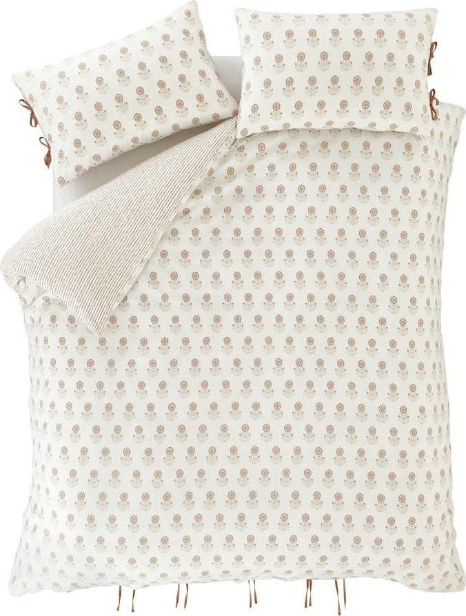 Bílé povlečení na dvoulůžko 200x200 cm Woodblock Floral – Pineapple Elephant Pineapple Elephant