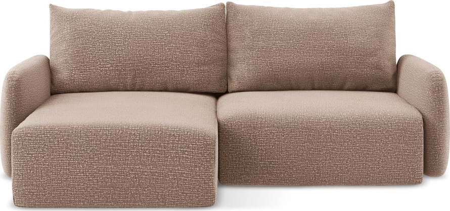 Světle hnědá rozkládací/s úložným prostorem rohová pohovka (levý roh) Kalena – Makamii Makamii