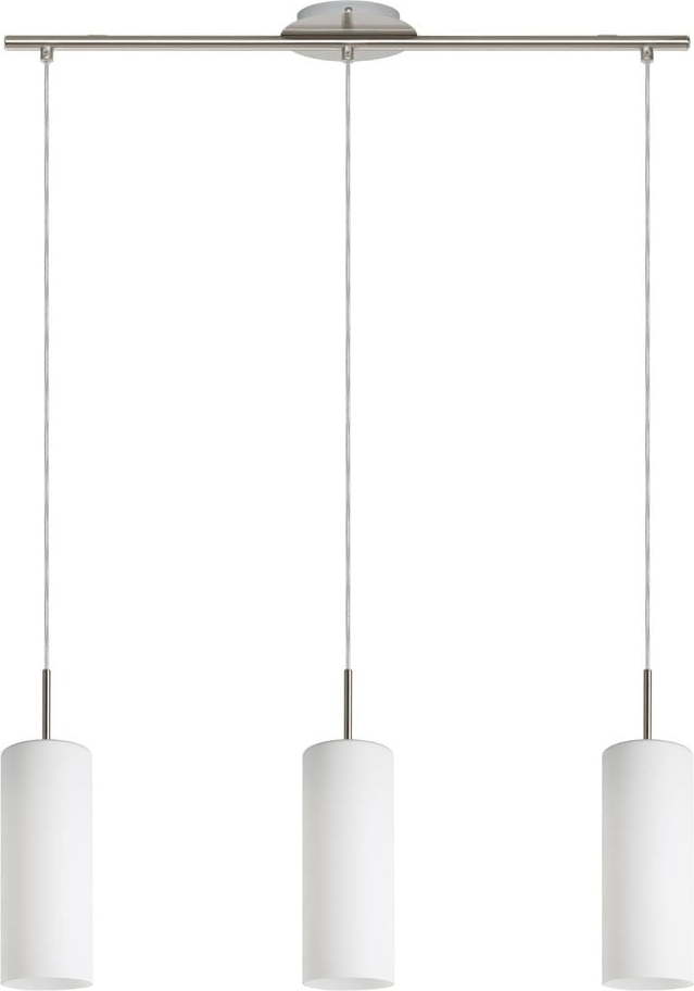 Závěsné svítidlo v bílo-stříbrné barvě se skleněným stínidlem TROY 3 – EGLO Eglo