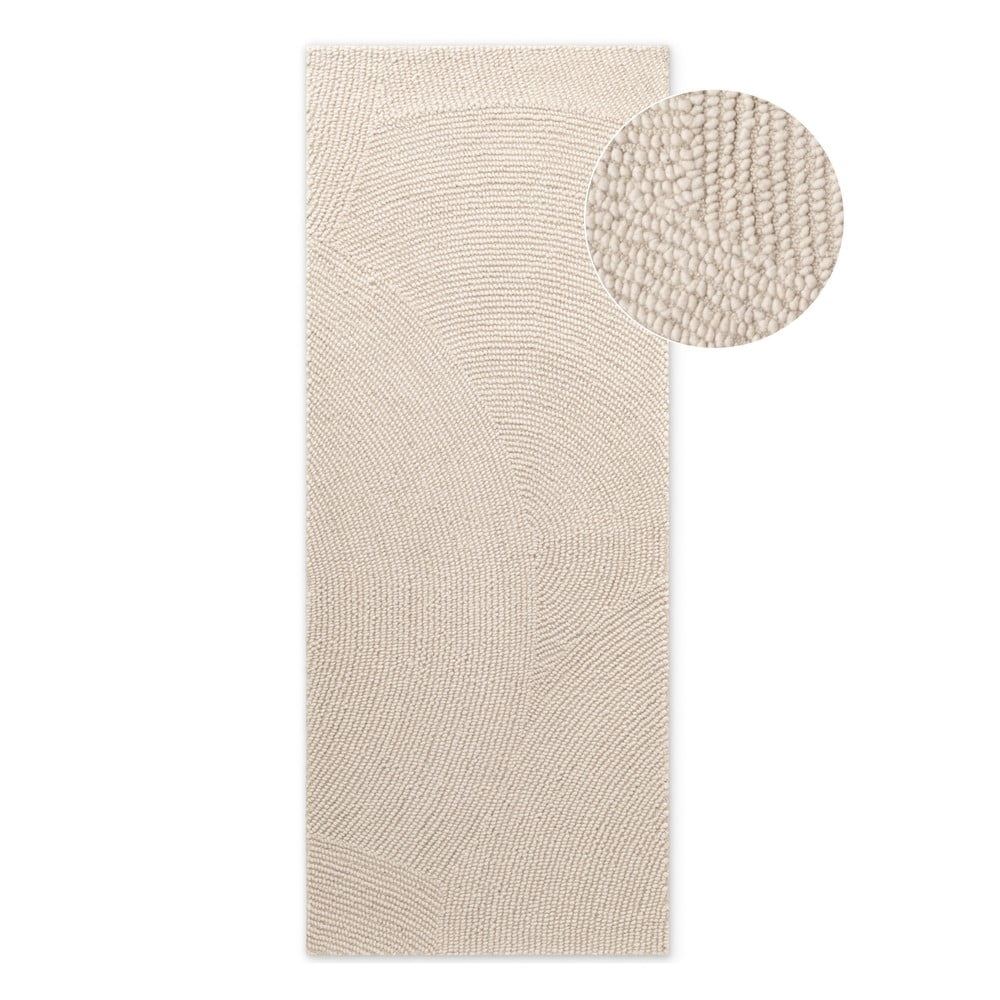 Ručně tkaný vlněný běhoun ve světle přírodní barvě 80x300 cm Eleni Natural White – Hanse Home Hanse Home