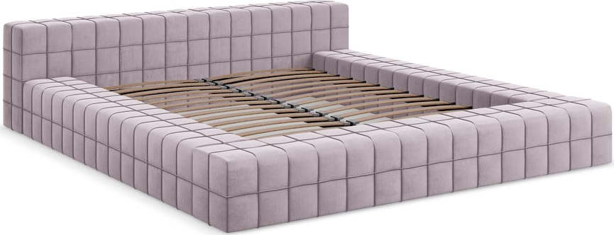 Čalouněná dvoulůžková postel v levandulové barvě s roštem 140x200 cm Akela – Makamii Makamii