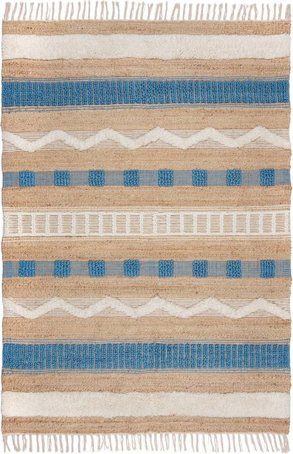 Ručně tkaný koberec s příměsí juty v modro-přírodní barvě 160x230 cm Medina Jute – Flair Rugs Flair Rugs