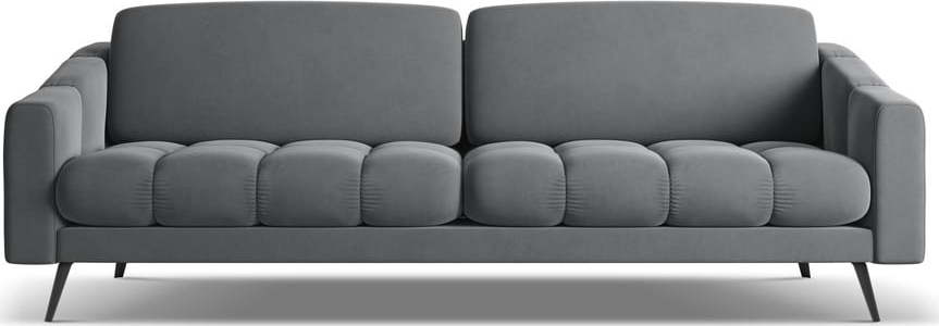 Šedá sametová pohovka 238 cm Nalu – Makamii Makamii