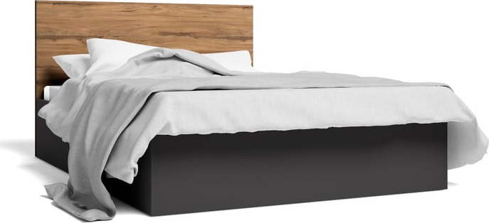 Černá dvoulůžková postel s úložným prostorem a roštem 160x200 cm Malta - Marckeric Marckeric