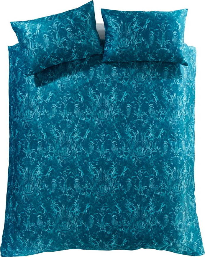 Modré sametové povlečení na jednolůžko 135x200 cm Regal Birds – Catherine Lansfield Catherine Lansfield