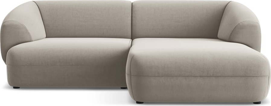 Béžová sametová rohová pohovka (pravý roh) Moana – Makamii Makamii