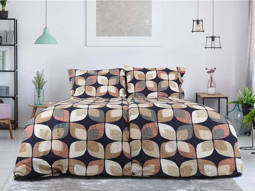 Hnědé krepové povlečení na jednolůžko 140x200 cm Autumn Leaf – B.E.S. B.E.S.