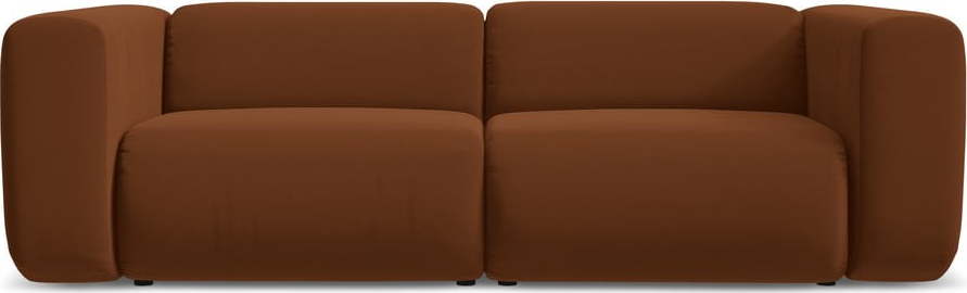 Oranžová/hnědá sametová pohovka 228 cm Ekahi – Makamii Makamii