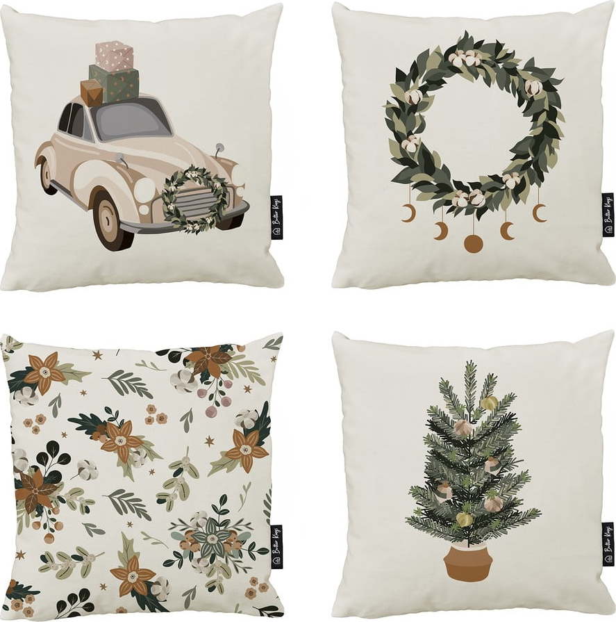 Povlaky na polštáře s vánočním motivem v sadě 4 ks 45x45 cm Festive Mood – Butter Kings Butter Kings