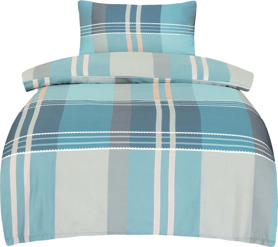 Modré povlečení na jednolůžko z bavlněného saténu 140x200 cm Monty – My House My House