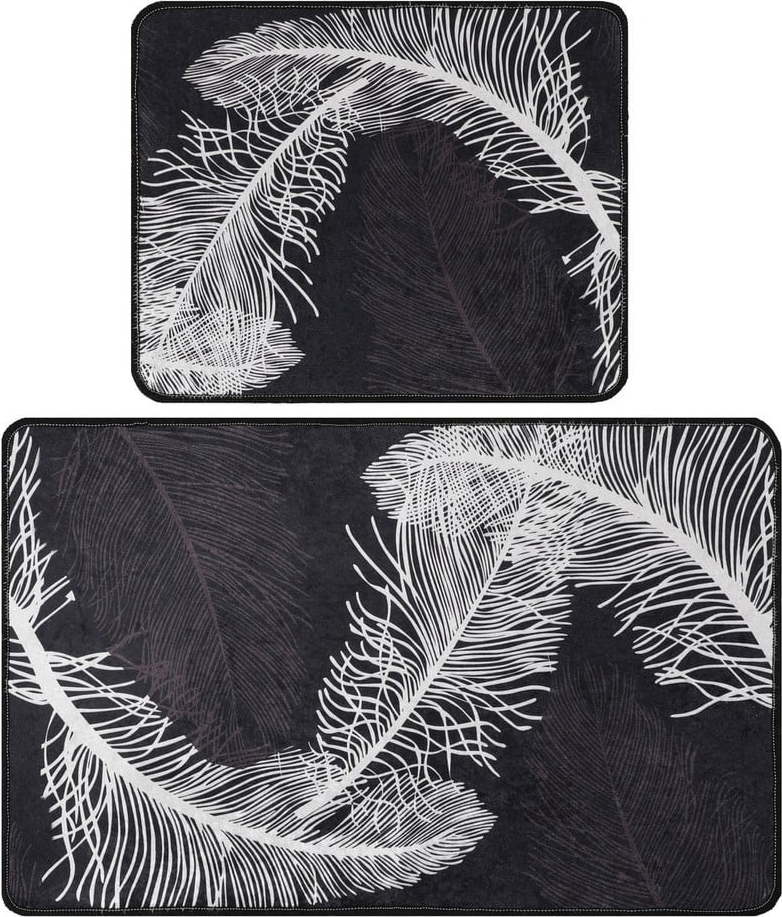 Antracitové koupelnové předložky v sadě 2 ks 60x100 cm Alisan – Foutastic Foutastic