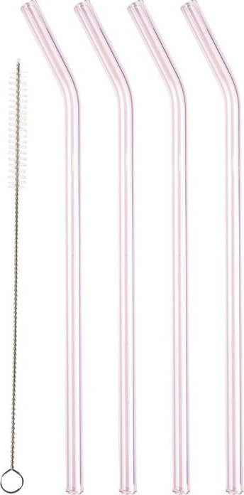 Skleněná brčka v sadě 4 ks s čistícím kartáčkem – Lyngby Glas Lyngby Glas