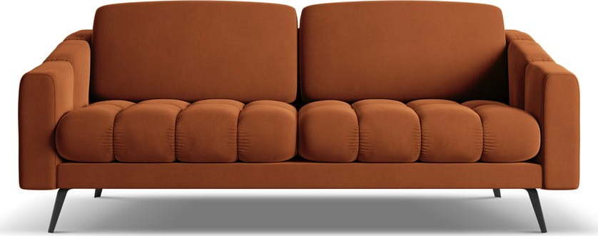 Oranžová sametová pohovka 202 cm Nalu – Makamii Makamii