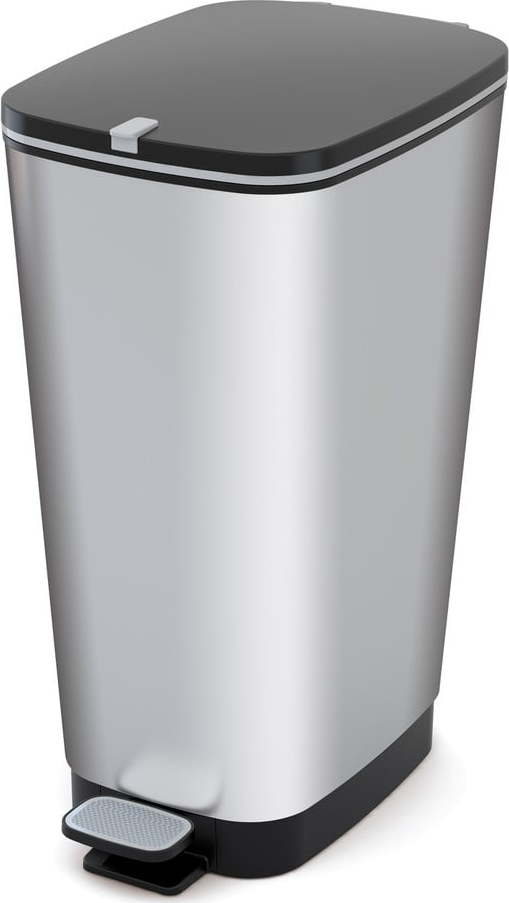Nášlapný plastový odpadkový koš ve stříbrné barvě 50 l Chic Bin – KIS KIS