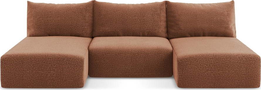 Rozkládací/s úložným prostorem rohová pohovka v cihlové barvě Kalena – Makamii Makamii