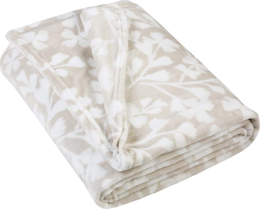 Béžová fleecová deka 200x240 cm Brooke Floral – Catherine Lansfield Catherine Lansfield