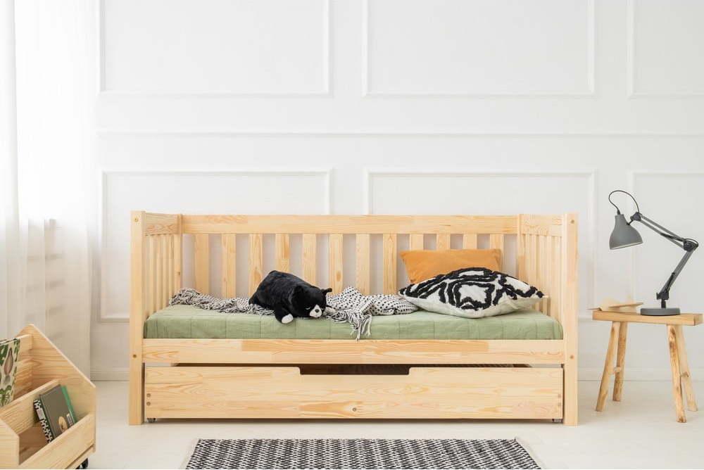 Dětská postel s výsuvným lůžkem s úložným prostorem s roštem v přírodní barvě 80x200 cm CPP – Adeko Adeko