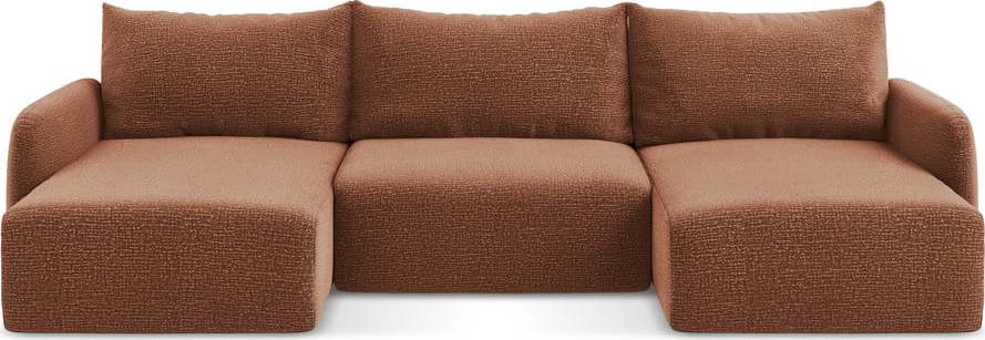 Rozkládací/s úložným prostorem rohová pohovka v cihlové barvě Kalena – Makamii Makamii