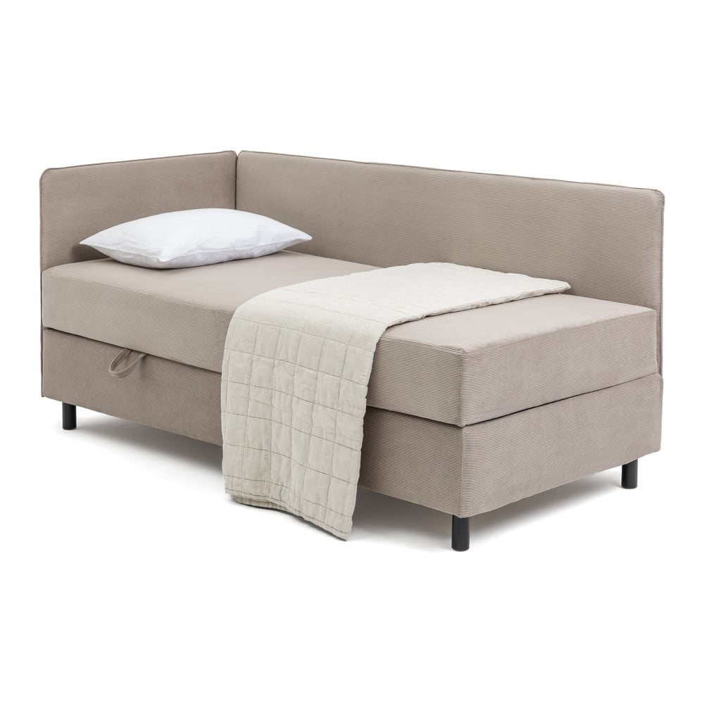 Čalouněná jednolůžková postel taupe s úložným prostorem s matrací 90x200 cm Avela – Bonami Selection Bonami Selection