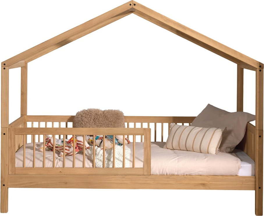 Domečková dětská postel z dubového dřeva s roštem v přírodní barvě 90x200 cm Forrest – Vipack Vipack