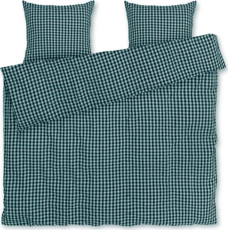 Zelené/modré krepové povlečení na dvoulůžko/prodloužené 200x220 cm Bæk&Bølge – JUNA Juna