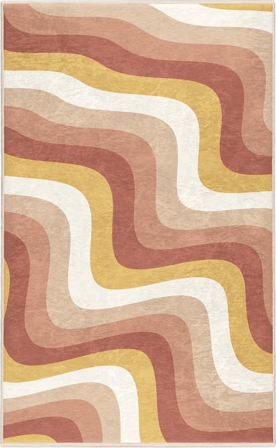 Okrově žlutý/starorůžový pratelný koberec 80x150 cm Creamy Strawberry Swirl – Mila Home Mila Home