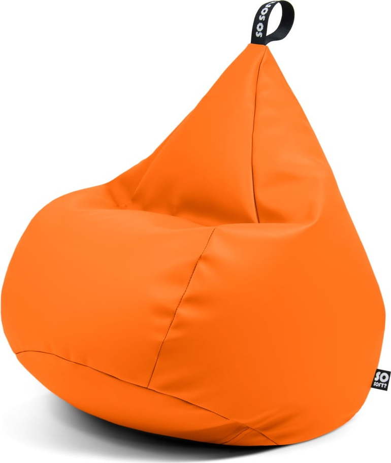 Oranžový sedací vak z imitace kůže Drop XL – So Soft? So Soft?