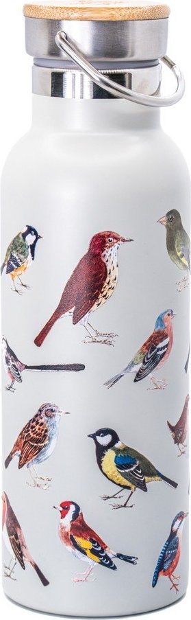 Bílá cestovní nerezová lahev 425 ml Vintage Birds – Sass & Belle Sass & Belle