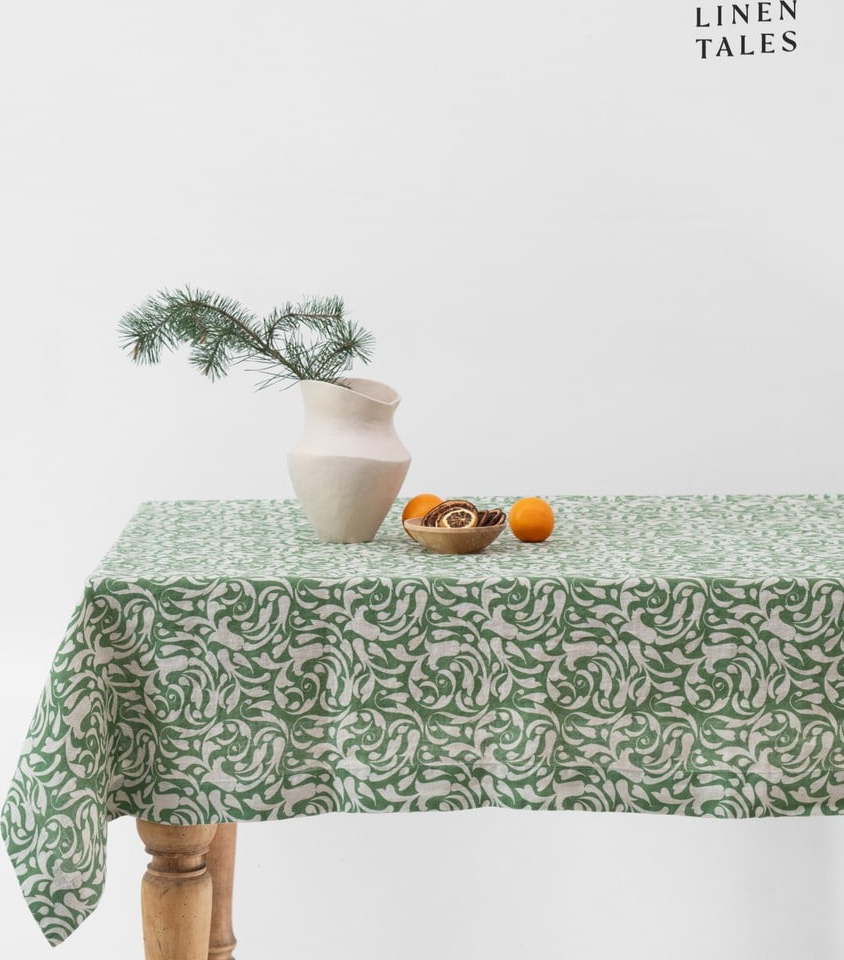 Lněný ubrus 140x200 cm Evergreen Damask – Linen Tales Linen Tales