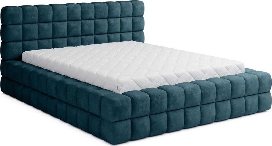 Modrá čalouněná dvoulůžková postel s úložným prostorem s roštem 140x200 cm Dizzle – ELTAP ELTAP
