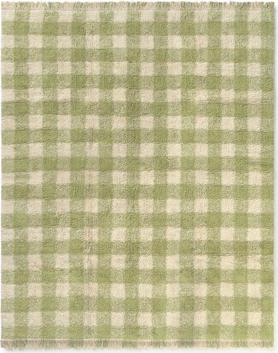Zelený pratelný/ručně tkaný bavlněný dětský koberec 90x120 cm Vichy – Lorena Canals Lorena Canals