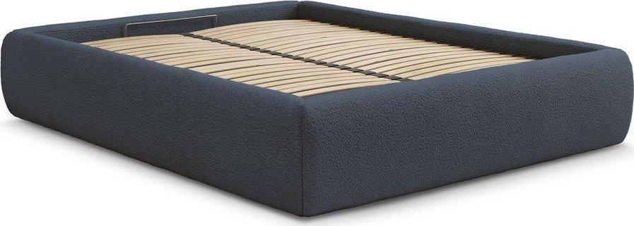 Tmavě modrá čalouněná dvoulůžková postel s úložným prostorem/bez čela s roštem 160x200 cm Inera – Bobochic Paris Bobochic Paris
