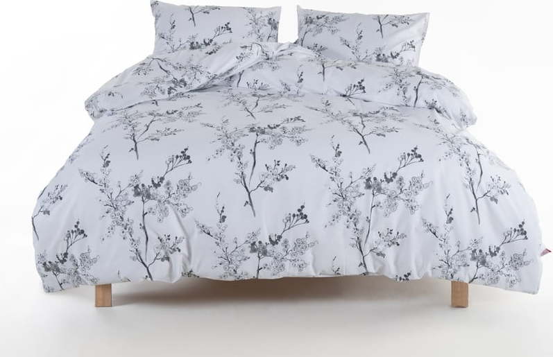 Bílé/šedé povlečení na dvoulůžko/prodloužené z bavlny Renforcé 240x220 cm White Floral – Mila Home Luxury Mila Home Luxury