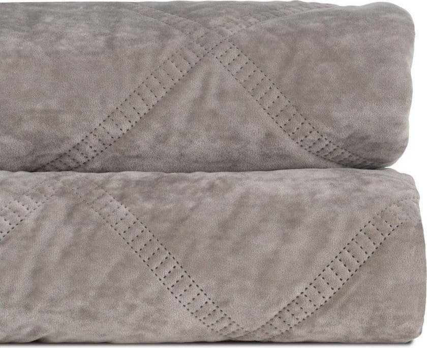 Šedý sametový prošívaný přehoz 180x260 cm – Ixia Ixia
