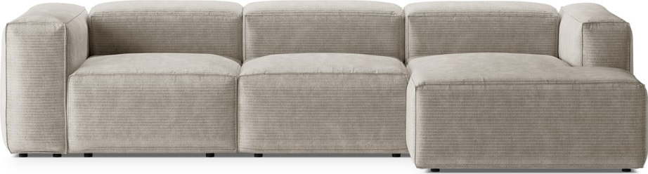 Béžová manšestrová rohová pohovka (pravý roh/s lenoškou) Bergamo – Cosmopolitan Design Cosmopolitan design