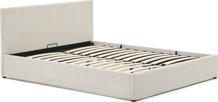 Béžová čalouněná dvoulůžková postel s úložným prostorem s roštem 160x200 cm Nahiri – Kave Home Kave Home