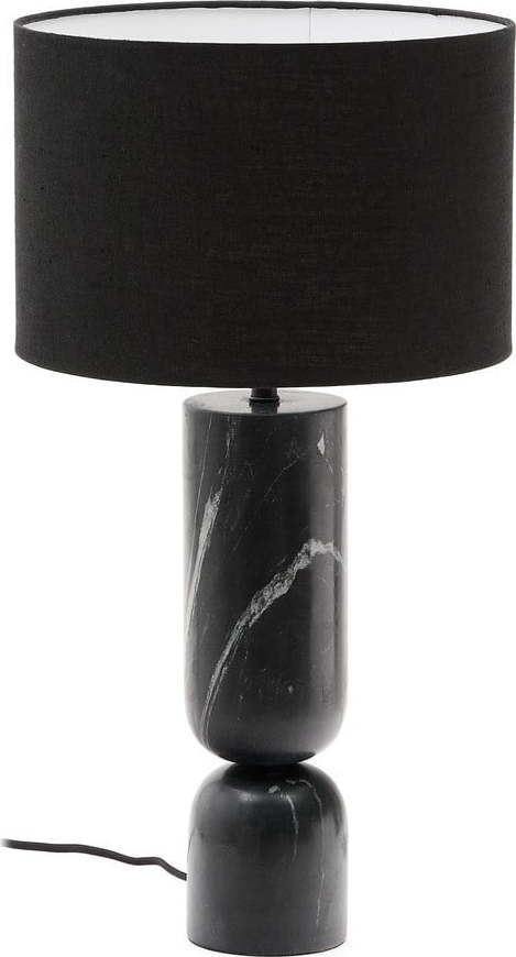 Černá mramorová stolní lampa s textilním stínidlem (výška 57 cm) Vex – Kave Home Kave Home